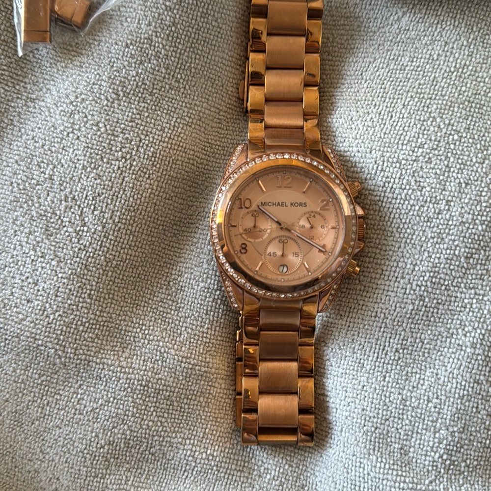 Michael Kors rose gold watch with stones
